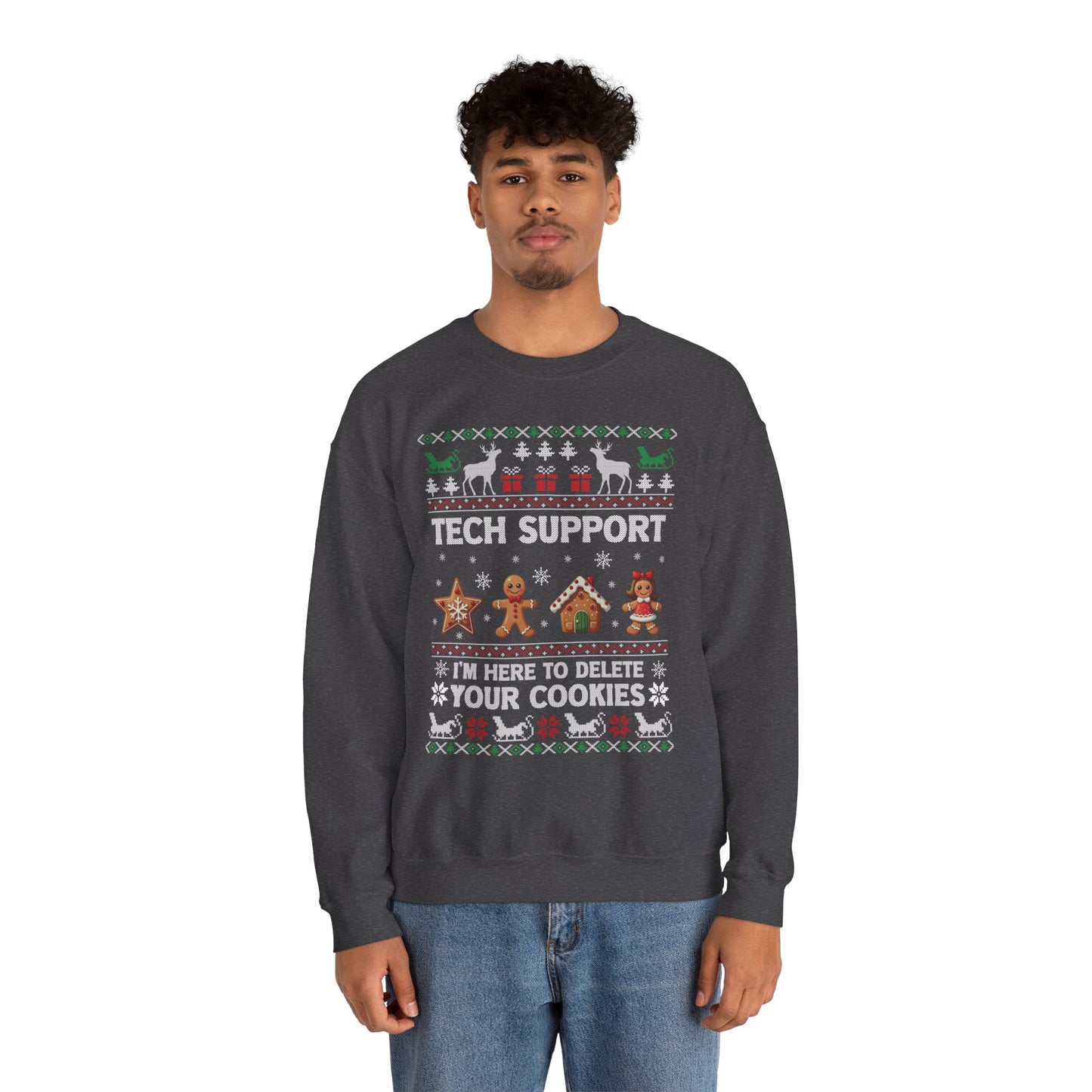 “Tech Support: I’m Here to Delete Your Cookies” Sweater — The Nerdy Nice List Edition