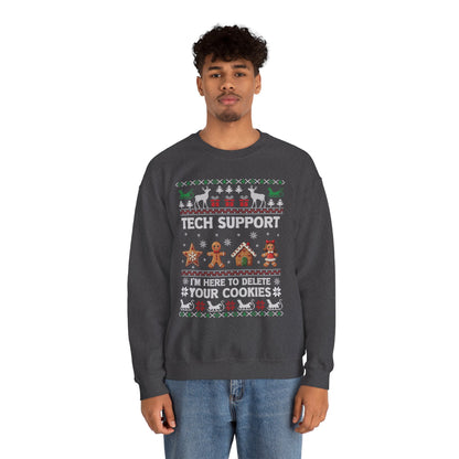 “Tech Support: I’m Here to Delete Your Cookies” Sweater — The Nerdy Nice List Edition