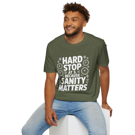 “Hard Stop at 3 Because Sanity Matters” Tee — The Boundaries Edition