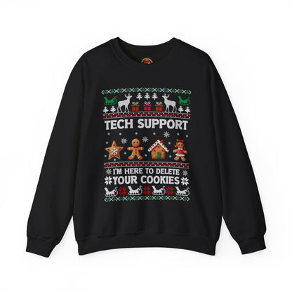 “Tech Support: I’m Here to Delete Your Cookies” Sweater — The Nerdy Nice List Edition