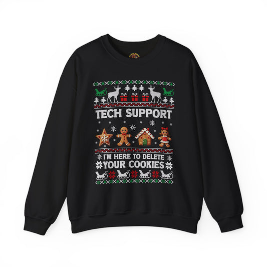 “Tech Support: I’m Here to Delete Your Cookies” Sweater — The Nerdy Nice List Edition
