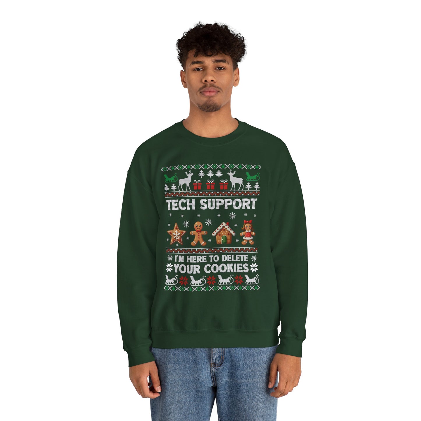 “Tech Support: I’m Here to Delete Your Cookies” Sweater — The Nerdy Nice List Edition