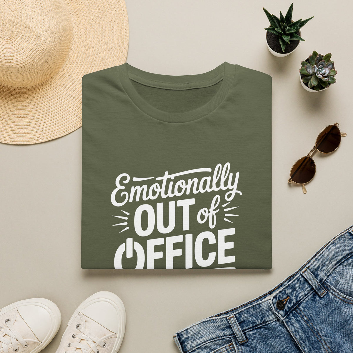 “Emotionally Out of Office” Tee — The Mentally Clocked-Out Edition