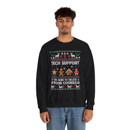 “Tech Support: I’m Here to Delete Your Cookies” Sweater — The Nerdy Nice List Edition